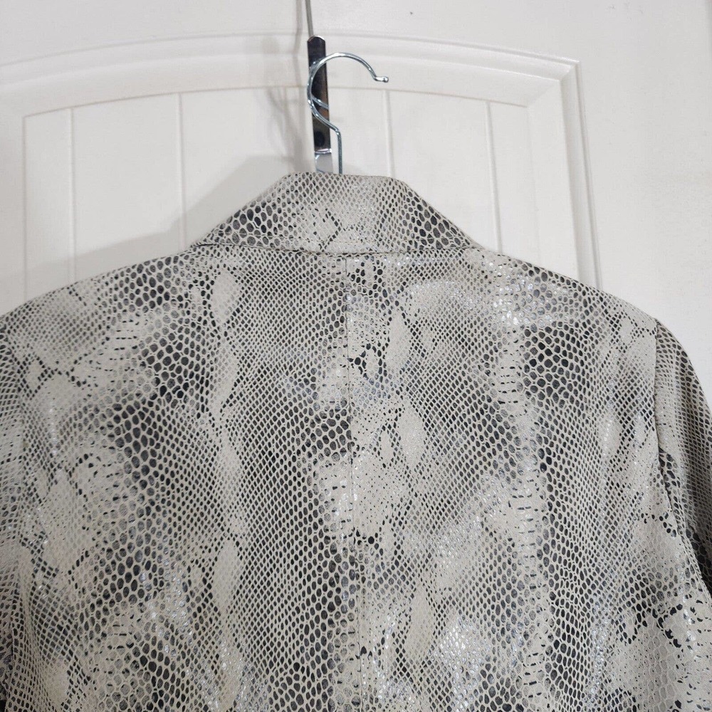 Lucia Womens Jacket Beige Suede Snake Print Vtg 90s Y2K 00s Blazer Coat Size 8 M - Picture 9 of 10